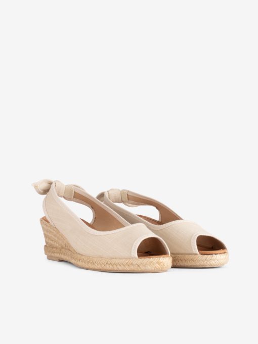 SANDÁLIA PEEP TOE EM CANVAS COM SOLA DE CUNHA CORDA - Image 2