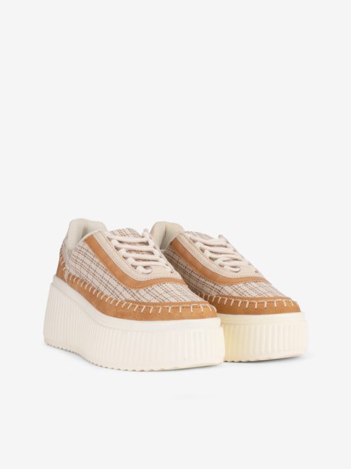 COMBINED TENNIS WITH RAFFIA LACE-UP WITH HAND-STITCHING DETAIL ON CHUNKY CUPSOLE SOLE - Image 2