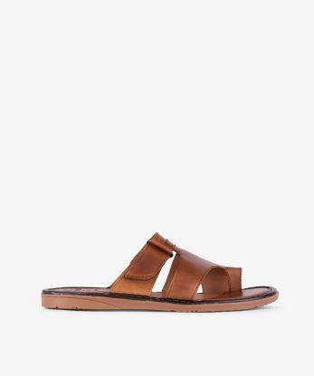 CHINELO DE DEDO EM PELE COM TIRA AJUSTÁVEL DE VELCRO