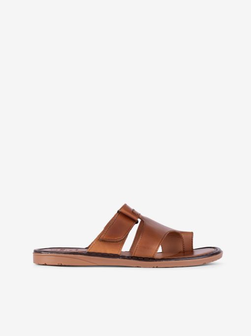 CHINELO DE DEDO EM PELE COM TIRA AJUSTÁVEL DE VELCRO