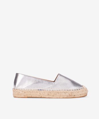 ALPERCATA SLIP ON EM PELE METALIZADACOM SOLA PLATAFORMA DE CORDA