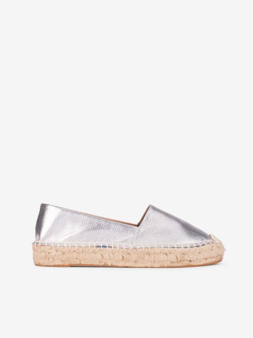 ALPERCATA SLIP ON EM PELE METALIZADACOM SOLA PLATAFORMA DE CORDA