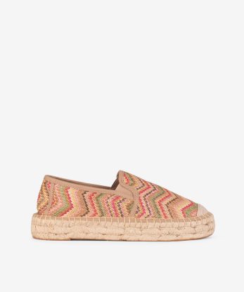 ALPERCATA SLIP ON EM RÁFIA MULTICOLOR COM SOLA PLATAFORMA DE CORDA