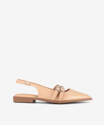 SAPATO RASO SLING BACK MARY JANE COM FORMA PONTIAGUDA