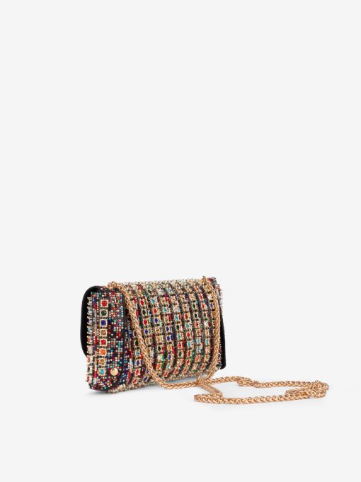 MALA DE MÃO ESTILO ENVELOPE COM APLICAÇÕES DE CRISTAIS MULTICOLOR - Image 2