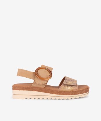 SANDÁLIA COMBINADA DE FIVELA COM TIRA DE VELCRO