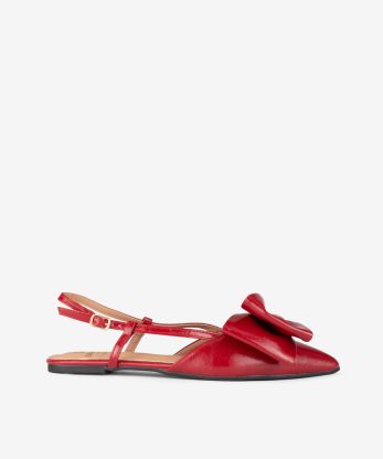 SAPATO RASO SLING BACK COM LAÇO EM FORMA PONTIAGUDA