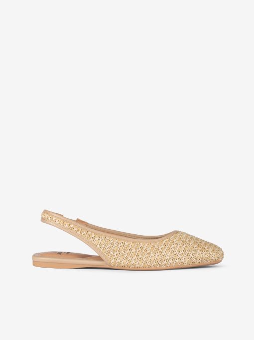 SAPATO RASO SLING BACK EM RÁFIA COM FORMA QUADRADA