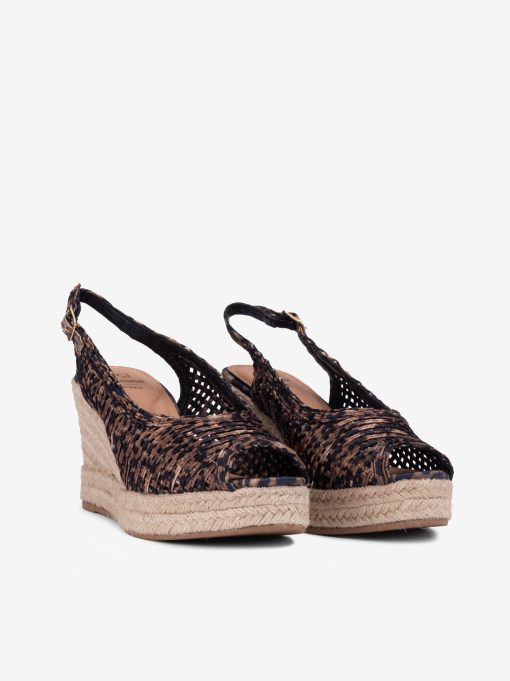 SANDÁLIA SLING BACK PEEP TOE EM CUNHA DE CORDA COM ESTAMPADO LEOPARDO - Image 2