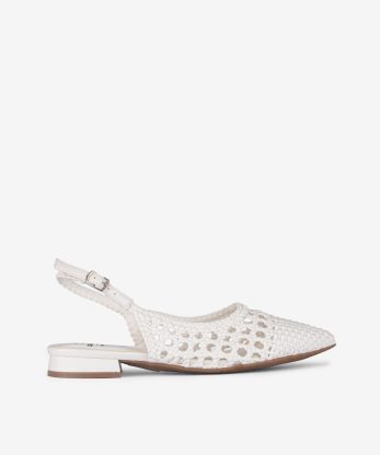 SAPATO SLING BACK ENTRANÇADO METALIZADO DE TACÃO BAIXO