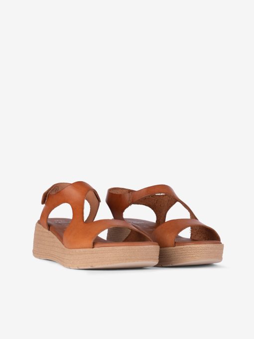 SANDÁLIA ASSIMÉTRICA DE CUNHA IMITAÇÃO DE CORDA EM PELE DE VELCRO COM PALMILHA COMFY - Image 4
