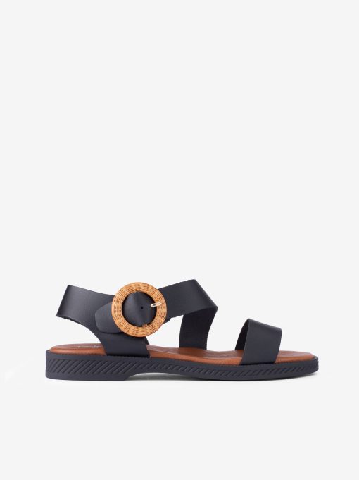 SANDÁLIA ASSIMÉTRICA EM PELE COM FIVELA DECORATIVA - Image 3