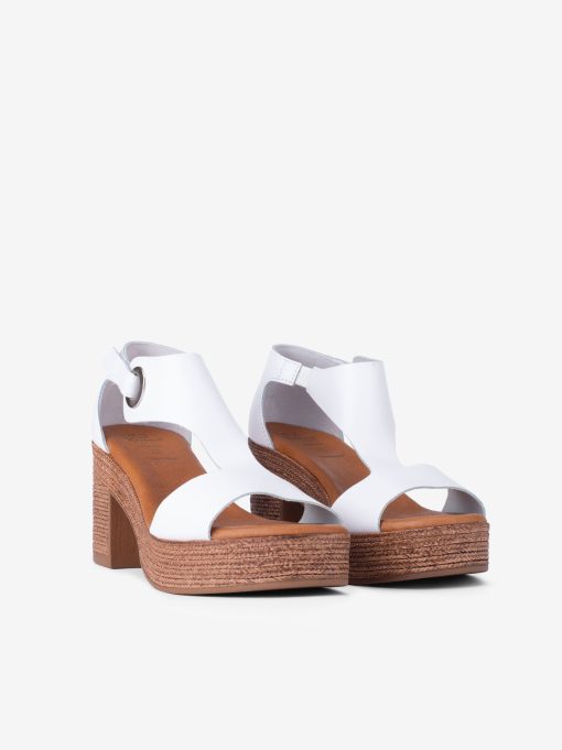 SANDÁLIA DE TACÃO COM PLATAFORMA IMITAÇÃO DE CORDA EM PELE COM TIRA DE VELCRO E PALMILHA COMFY - Image 2