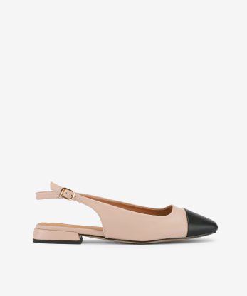SAPATO SLING BACK COM CAP TOE EM FORMA QUADRADA