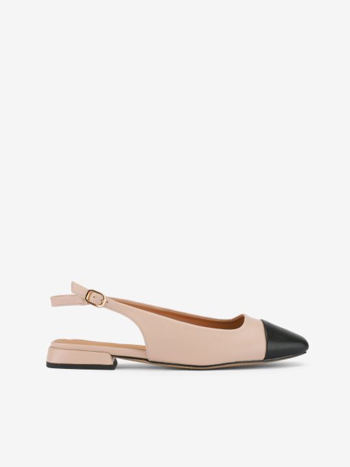 SAPATO SLING BACK COM CAP TOE EM FORMA QUADRADA