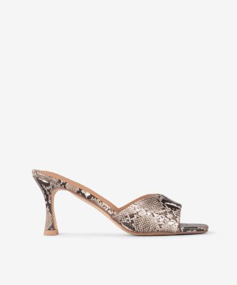 SANDÁLIA MULE DE SALTO ESTAMPADA SNAKE