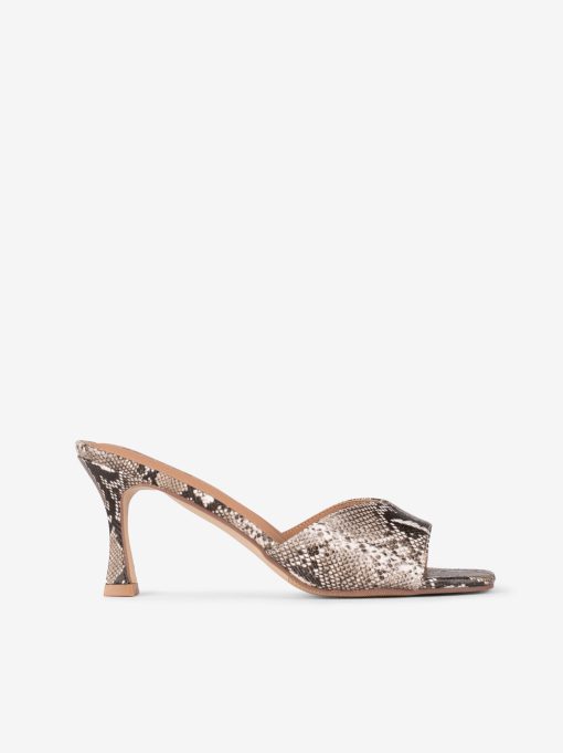 SANDÁLIA MULE DE SALTO ESTAMPADA SNAKE