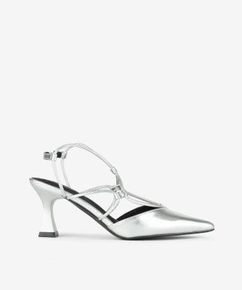 SAPATO PUMP METALIZADO DE SALTO COM FORMA PONTIAGUDA