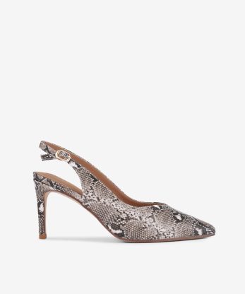 SAPATO PUMP SLING BACK ESTAMPADO SNAKE DE SALTO COM FORMA PONTIAGUDA