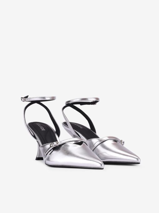 SAPATO SLING BACK METALIZADO  DE SALTO COM FORMA PONTIAGUDA - Image 2