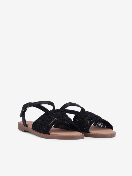 SANDÁLIA RASA DE FIVELA COMBINADA COM PEÇA RENDADA - Image 4