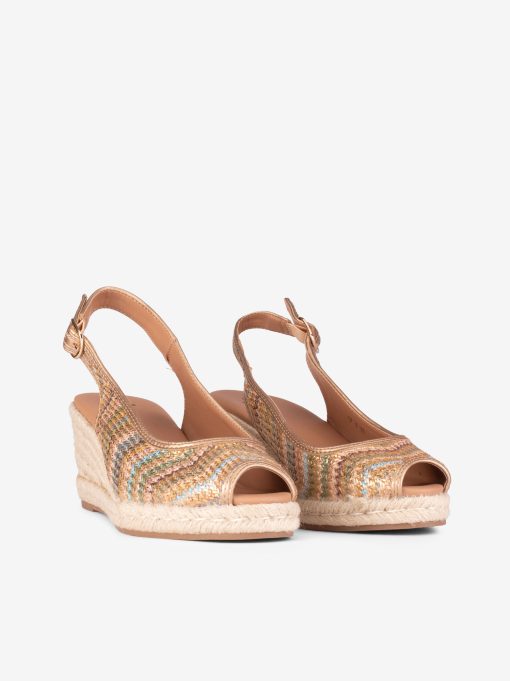SAPATO SLING BACK PEEP TOE RÁFIA MULTICOLOR COM CUNHA DE CORDA - Image 2