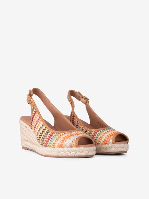 SAPATO SLING BACK EM RÁFIA MULTICOLOR COM CUNHA DE CORDA ESTILO VALENCIANA - Image 2