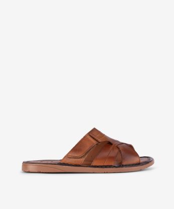 CHINELO EM PELE COM TIRA AJUSTÁVEL DE VELCRO