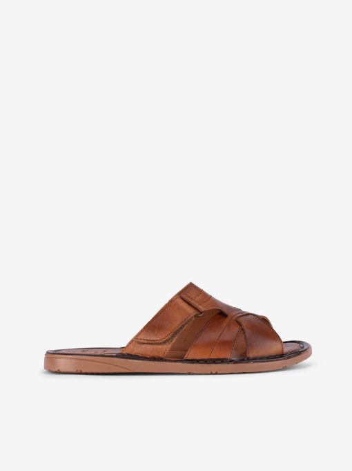 CHINELO EM PELE COM TIRA AJUSTÁVEL DE VELCRO
