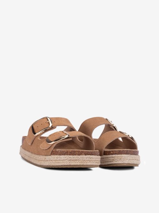 ROPE PLATFORM FLIP FLOPS IN SUEDE CROUTE WITH ANATOMICAL INSOLE AND PIECE WITH DOUBLE METAL BUCKLE - Image 2
