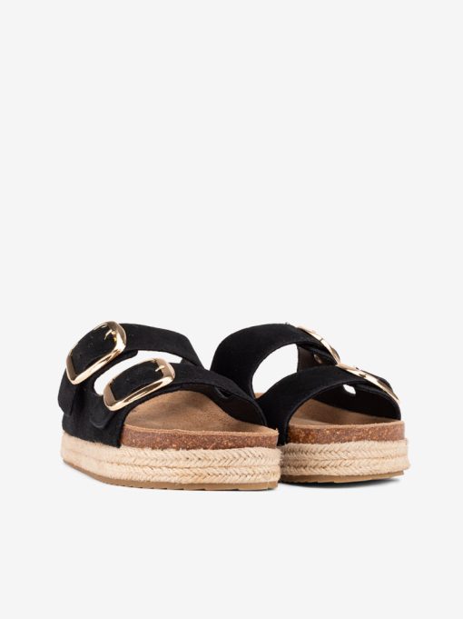 ROPE PLATFORM FLIP FLOPS IN SUEDE CROUTE WITH ANATOMICAL INSOLE AND PIECE WITH DOUBLE METAL BUCKLE - Image 4