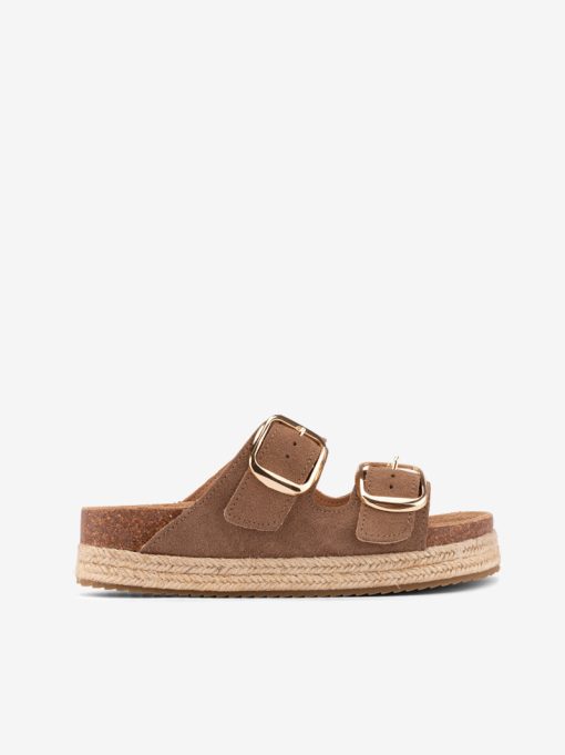 ROPE PLATFORM FLIP FLOPS IN SUEDE CROUTE WITH ANATOMICAL INSOLE AND PIECE WITH DOUBLE METAL BUCKLE - Image 5