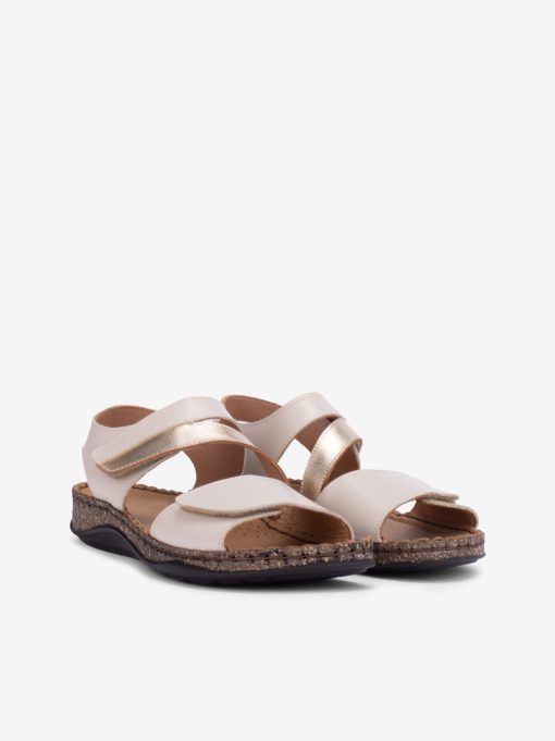 SANDÁLIA EM PELE COMBINADA DE VELCRO COM SOLA CONFORTO - Image 2