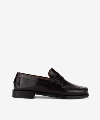 SAPATO PENNY LOAFER TOSCANINI EM PELE POLIDA COM SOLA DE COURO