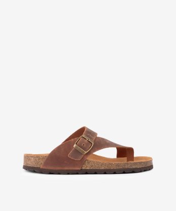 CHINELO INDIGO BAY DE DEDO EM PELE VINTAGE DE FIVELA COM PALMILHA BIO