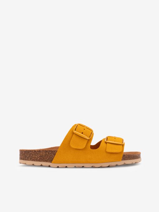 CHINELO INDIGO BAY EM CROUTE CAMURÇA COM DUPLA FIVELA METÁLICA E PALMILHA BIO
