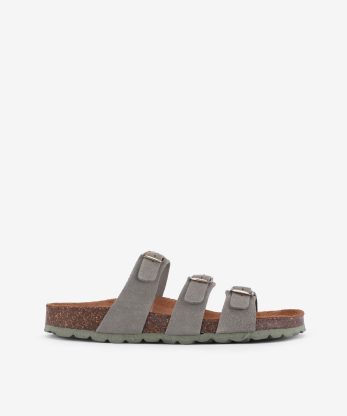 CHINELO EM PELE COM TRIPLA FIVELA METÁLICA E PALMILHA BIO