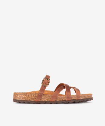 SANDÁLIA INDIGO BAY DE TIRAS CRUZADAS EM PELE VINTAGE COM PALMILHA BIO