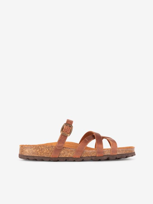 SANDÁLIA INDIGO BAY DE TIRAS CRUZADAS EM PELE VINTAGE COM PALMILHA BIO