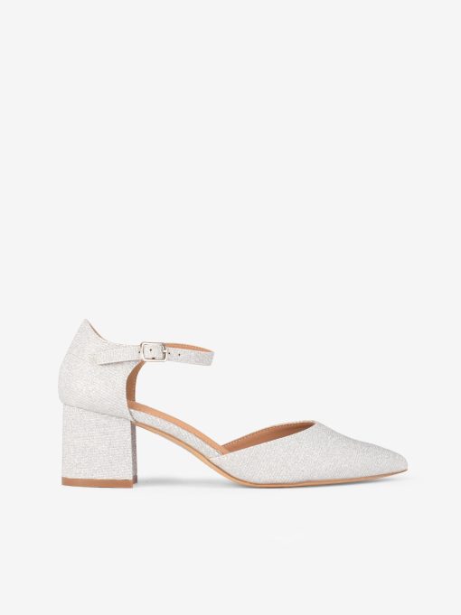 SAPATO PUMP DE TACÃO ABERTO LATERAL COM FIVELA