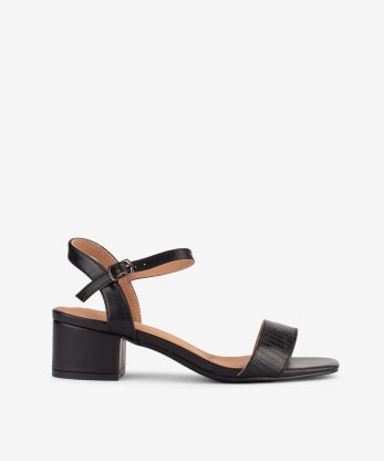SANDÁLIA DE TACÃO ESTAMPADA COM FORMA QUADRADA - PRETO, 39