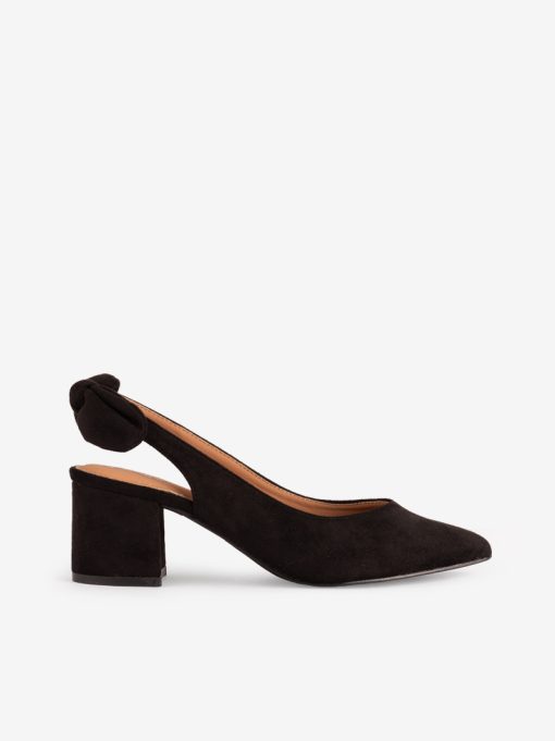 SAPATO SLING BACK DE TACÃO COM LAÇO EM FORMA PONTIAGUDA