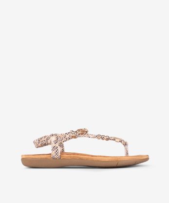 SANDÁLIA ESTAMPADA SNAKE DE ELÁSTICO COM APLICAÇÕES EM PALMILHA CONFORTO