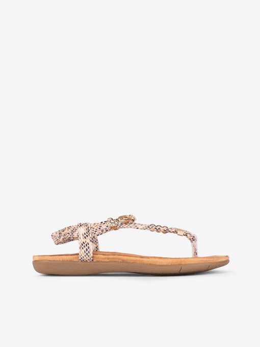 SANDÁLIA ESTAMPADA SNAKE DE ELÁSTICO COM APLICAÇÕES EM PALMILHA CONFORTO