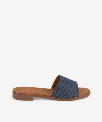 SANDÁLIA MULE RASA EM CROUTE CAMURÇA ESTAMPADO
