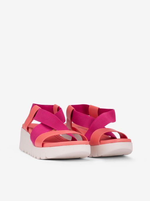 SANDÁLIA COMBINADA MULTICOLOR COM ELÁSTICOS CRUZADOS EM SOLA DE CUNHA - Image 2