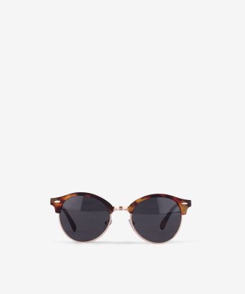 ÓCULOS DE SOL REDONDOS COM SOFISTICADA COMBINAÇÃO DE MATERIAIS EM POLICARBONATO E METAL COM LENTES UV400