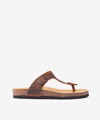 CHINELO DE DEDO EM PELE DE FIVELA COM PALMILHA BIO