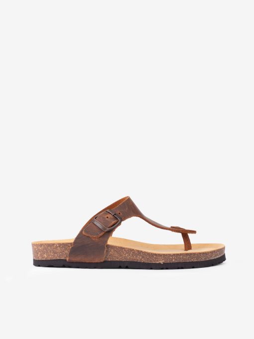 CHINELO DE DEDO EM PELE DE FIVELA COM PALMILHA BIO