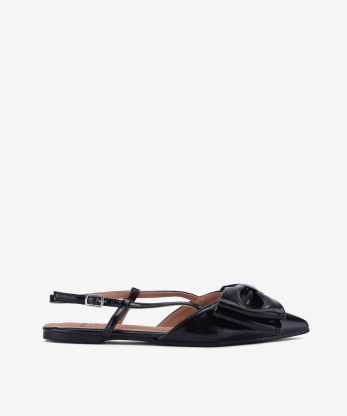 SAPATO RASO SLING BACK COM LAÇO EM FORMA PONTIAGUDA
